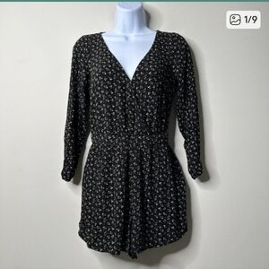 American Eagle Outfitters Black Floral Jumpsuit